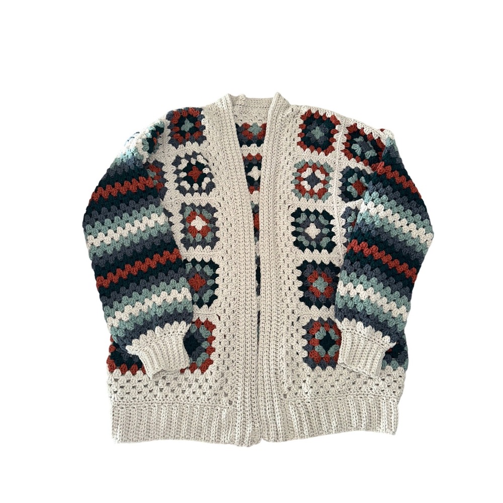 Handmade Crochet Cardigan Granny Square Sweater Small‎ Medium
